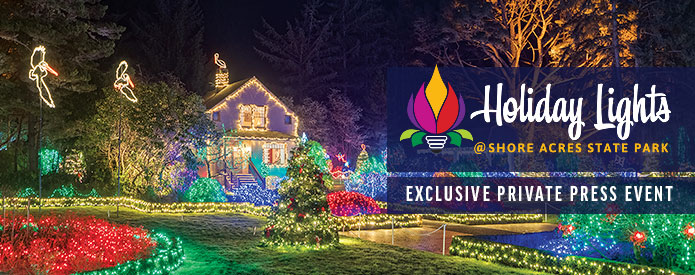 Private Press Event for Holiday Lights at Shore Acres